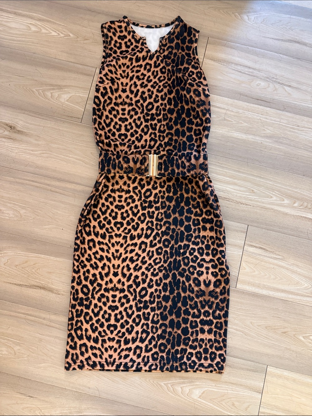 SHEIN Leopard Print Midi Dress in Black and Brown